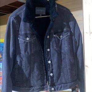 Lucky Brand Charcoal trucker Sherpa Coat